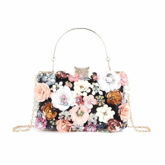 Clutches Flower Evening Handbag Chain Strap Shoulder Bag :| - Picture 1 of 6
